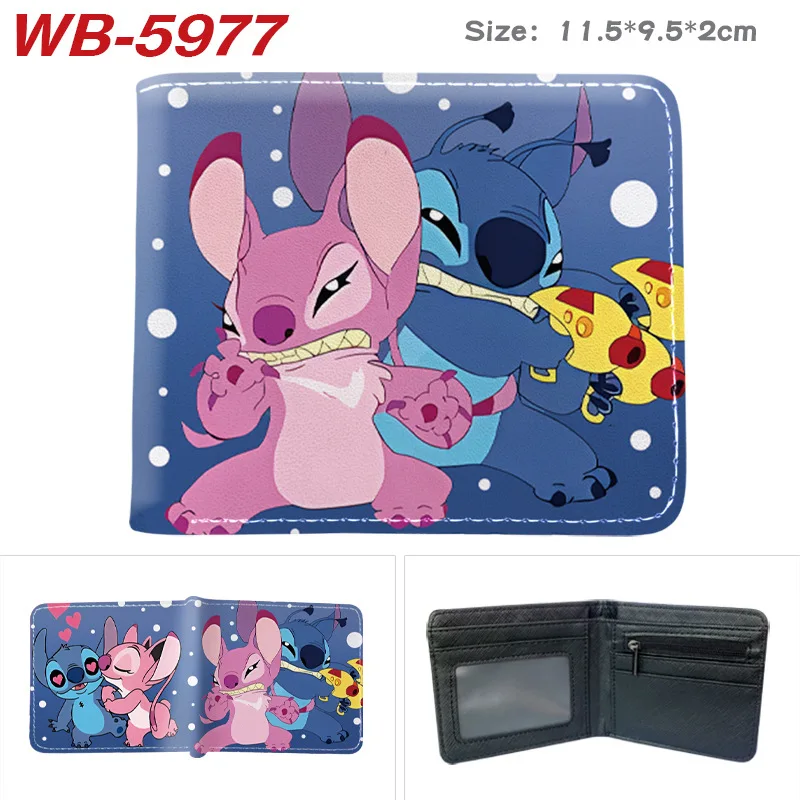 Kawaii Stitch Angel Anime LiloStitch Figure Stampa di cartoni animati Anime Piccolo portafoglio in PU Borsa per carte Portamonete Coppia per bambini Regalo di Natale