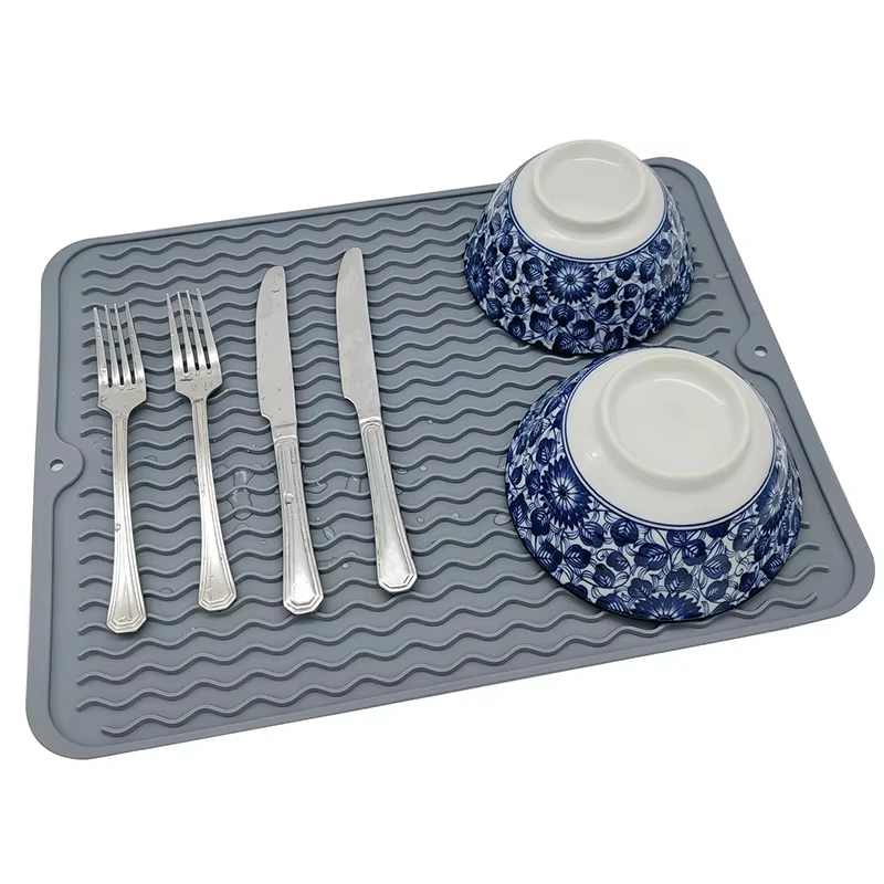 

Silicone Dish Drying Mats Thickness Heat Resistant Trivet Drip Tray Cup Coasters Non-slip Pot Holder Table Kitchen Accessories