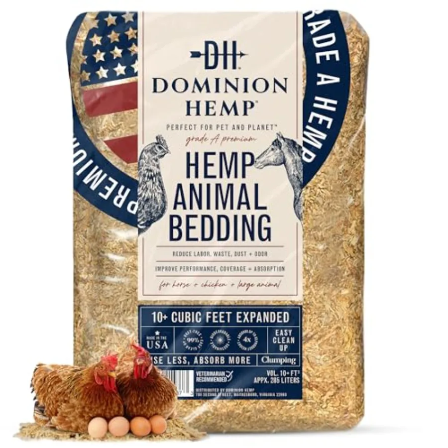 

Premium Hemp Bedding for Chicken Coops 285L ~10 Cu Ft usable Volume - Made in USA - Ideal Nesting Material for Newly Hatched Ch