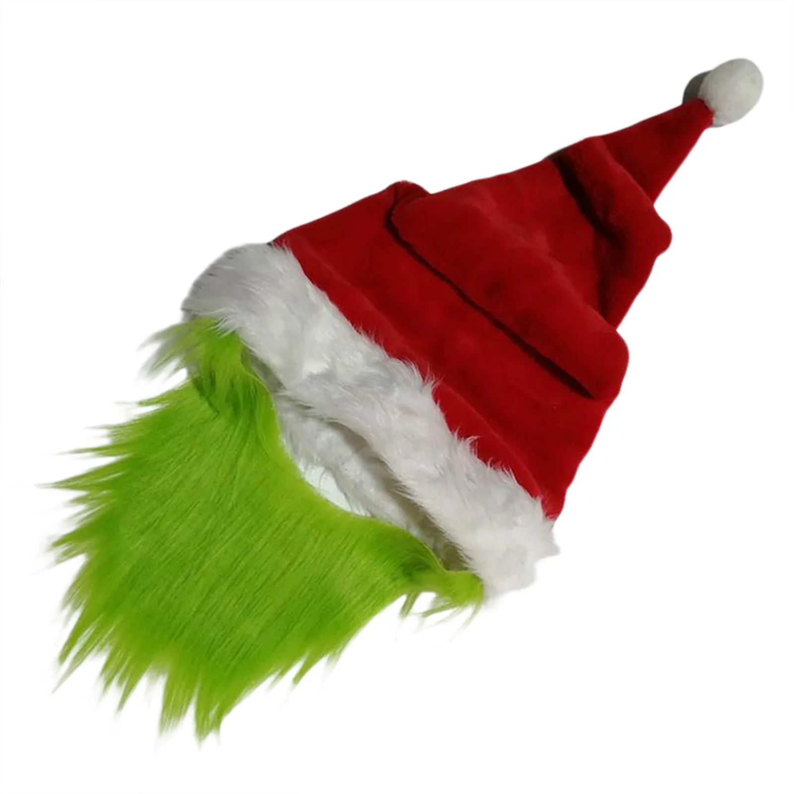 Combhasaki クリスマス グリーン ファーリー モンスター コスチューム 面白いサンタ手袋 + サンタ帽子 コスプレ アクセサリー パーティー用品 大人用