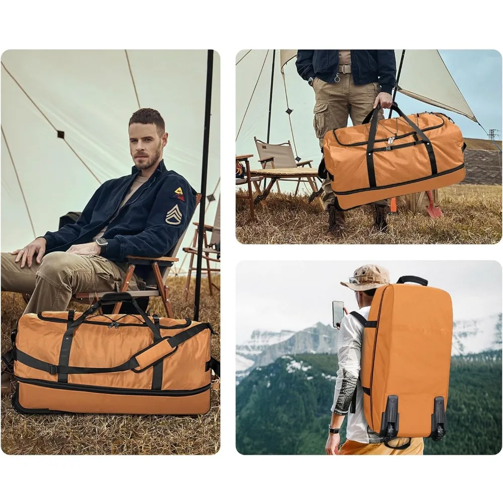 حقيبة دفل قابلة للتوسيع بسعة 140 لتر، وعجلتين، وحقيبة سفر قابلة للطي مع مقصورات متعددة #6