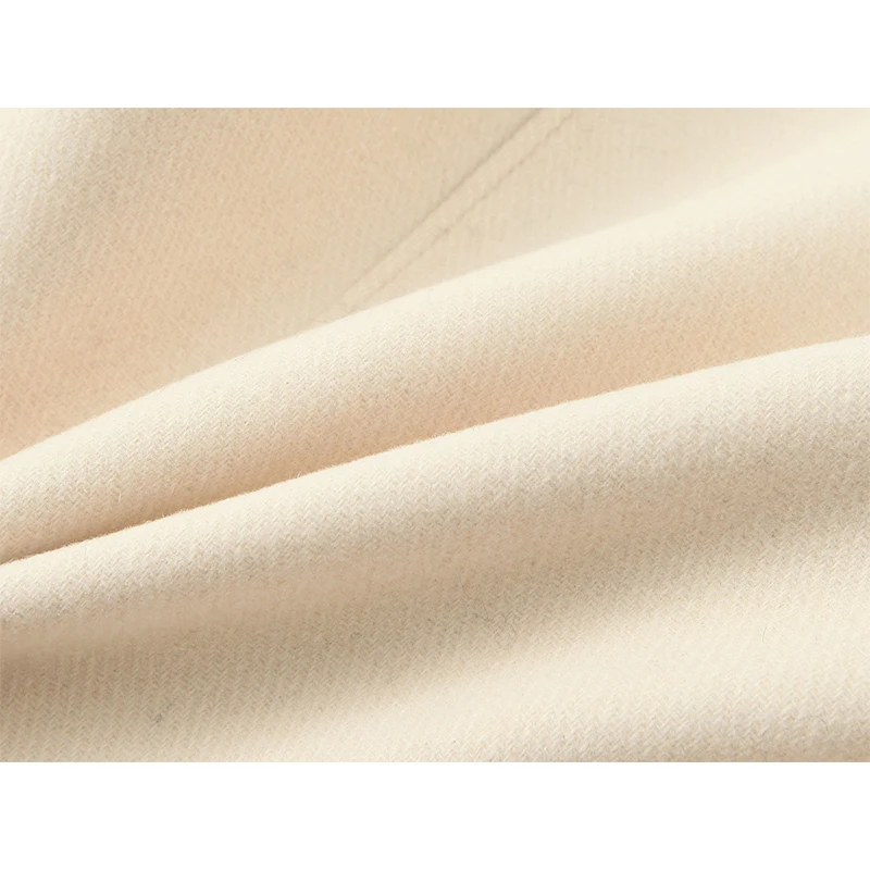 Yenkye 2025 feminino outono inverno quente elegante curto casaco de lã manga longa único breasted lapela gola alta rua outerwear