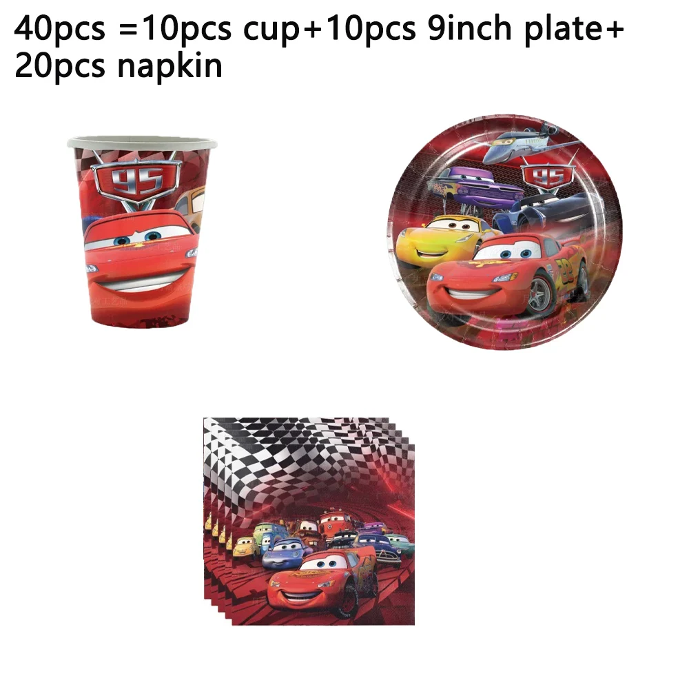 Cartoon Rode Auto Thema Kinder Verjaardagsfeest Decoratie Wegwerp Servies Cartoon Auto Vlaggen Hangende Decoraties Placemats