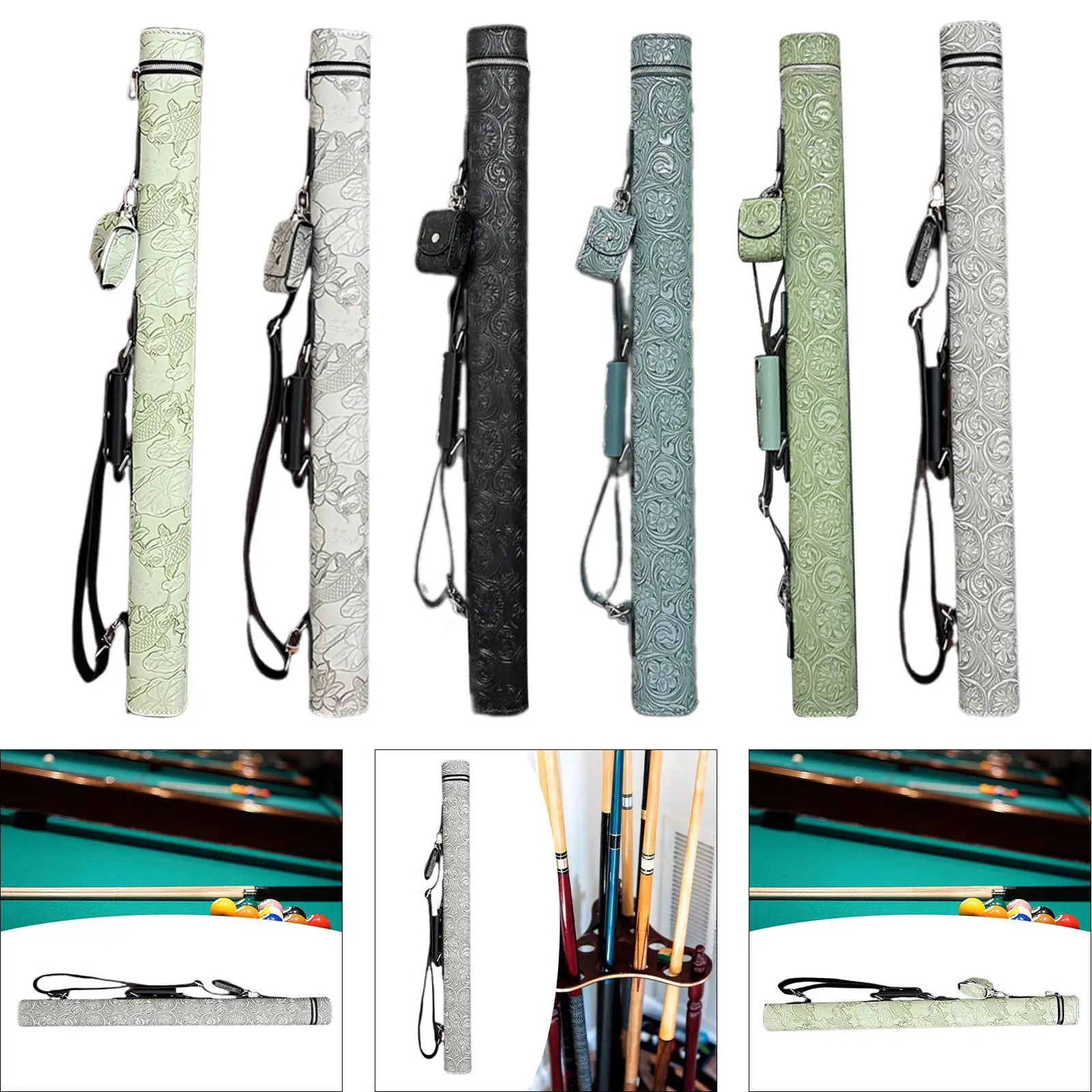 

Чехол для бильярдных палок Чехол для переноски бильярдных палок с 2 отверстиями Организация Профессиональная легкая сумка для хранения Сумка для бильярдного кия