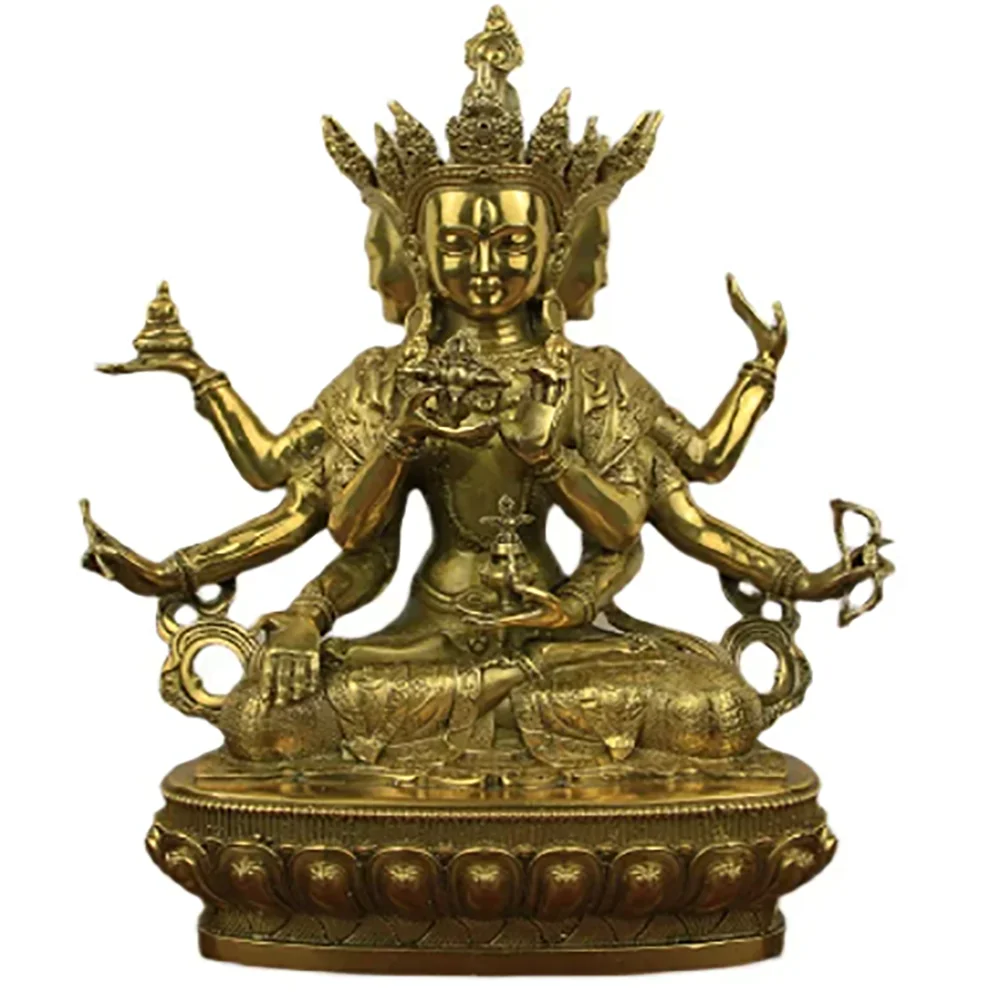 

Pure Copper Dignified Buddha Mother Bodhisattva Statue Piece Longevity Three Bronze Sculptures Statues