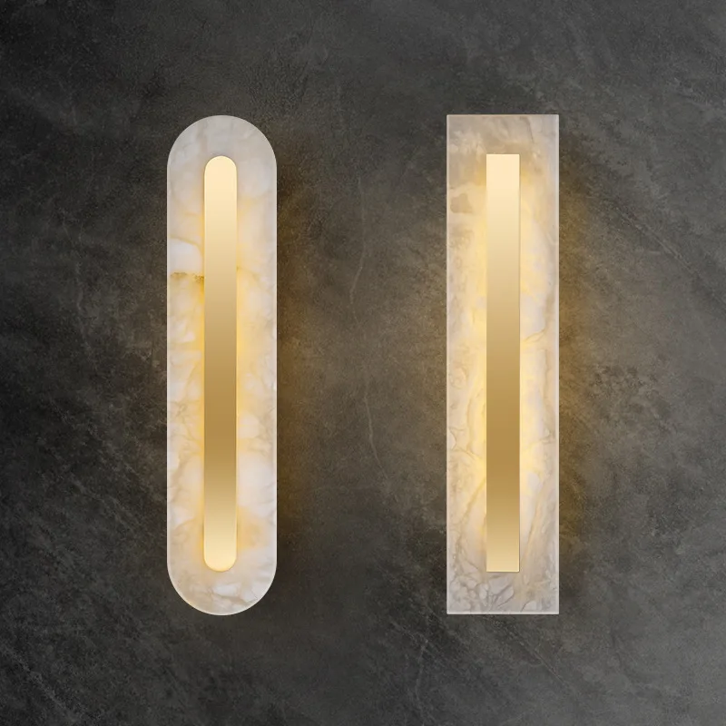 Natural marble LED Wall Light Luxury 3 Color Dimming AC85~265V Copper Sconce Lamp For Indoor Aisle TV Background Decoration