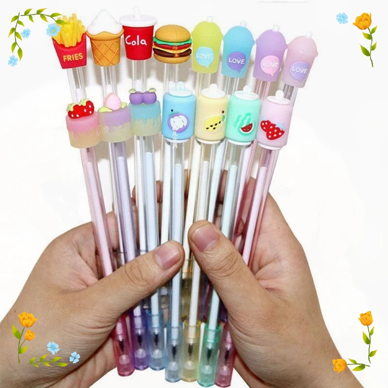 

Wholesale Lovely Hamburger Fruit Cake Gel Pens Creative Office Accessories Kawaii Stationery