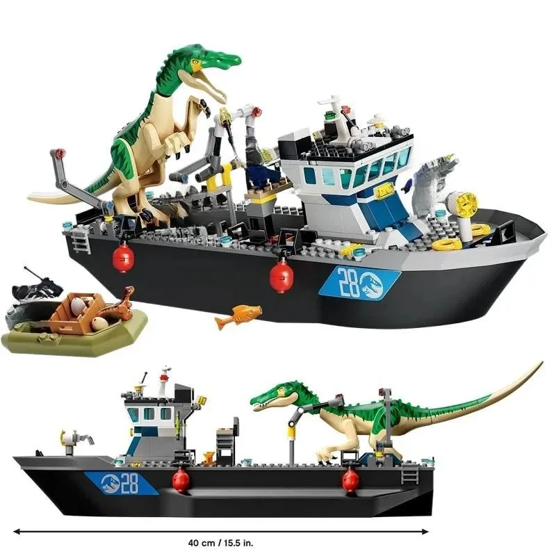 Dinosaur Series 76942 Capture Tyrannosaurus Rex Cage Heavy Claw Dragon Transport Ship Boy Battle Assembly Building Block Model