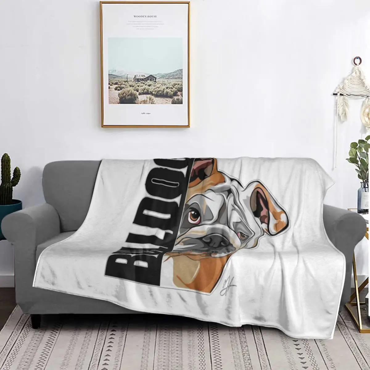 Funny English Bulldog Dog Dogs Blankets Soft Warm Flannel Throw Blanket Cover for Bed Living room Picnic Travel Home Sofa
