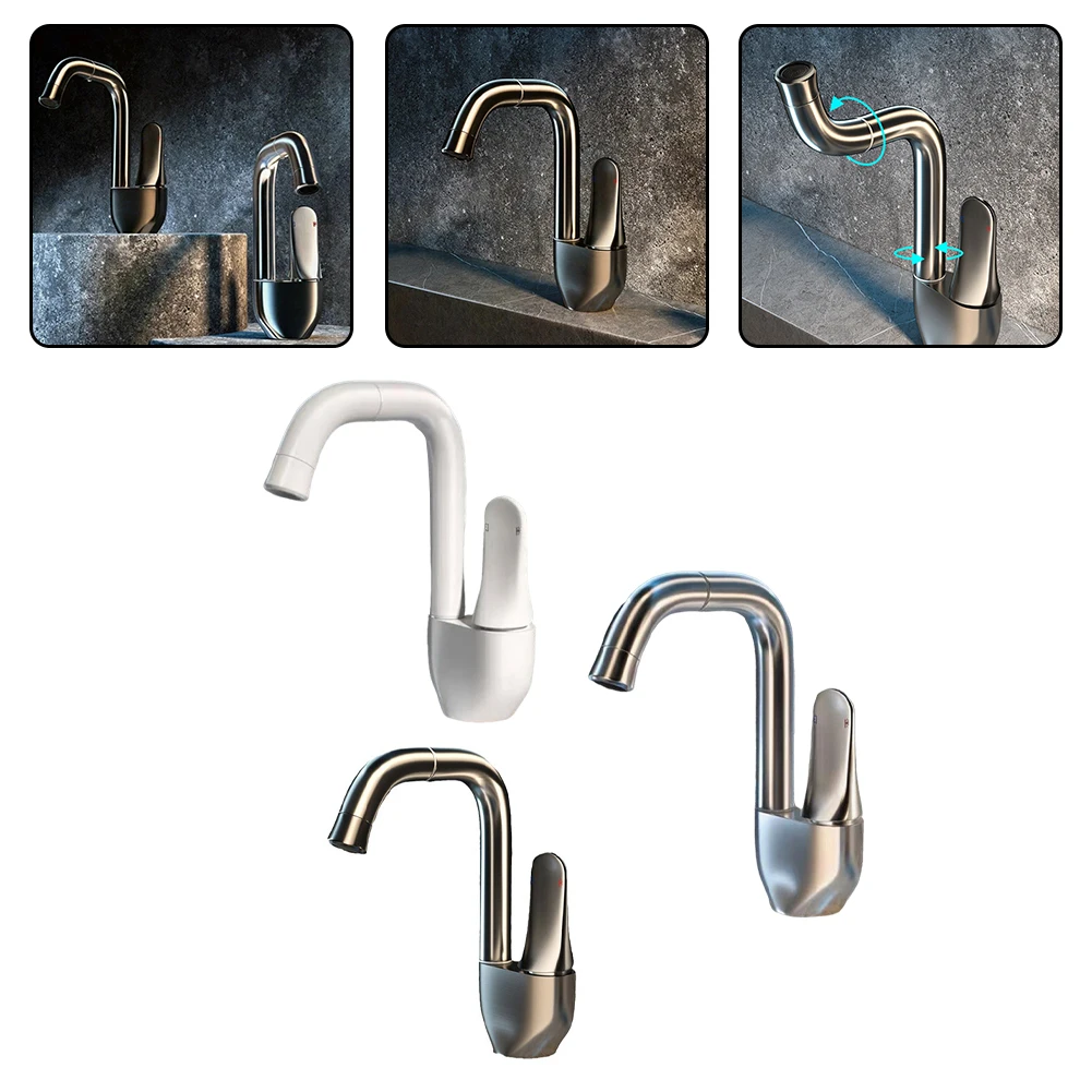

Water Plated Wire Drawing Process Brass Faucets Can Rotate Multi-functional Ceramic Spool Household Bathroom Basin Faucets