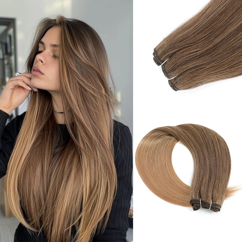 

Супер длинные прямые волосы для наращивания, омбре, светлые каштановые пучки волос, мягкие синтетические натуральные волосы для женщин, искусственные