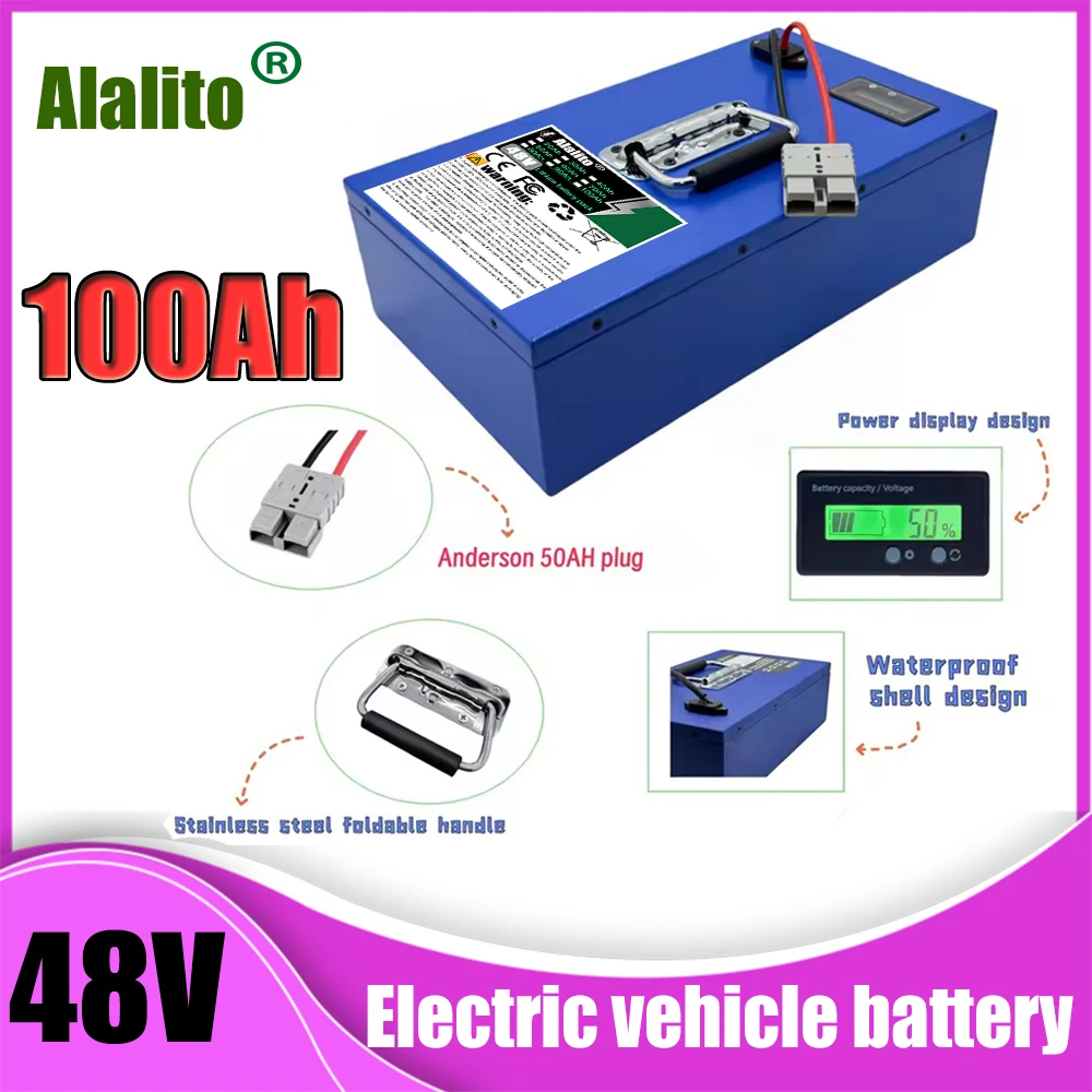 

Air fast transportation 48V 18650 Lithium battery pack 100AH Suitable for motors below 3000W Multiple universal options
