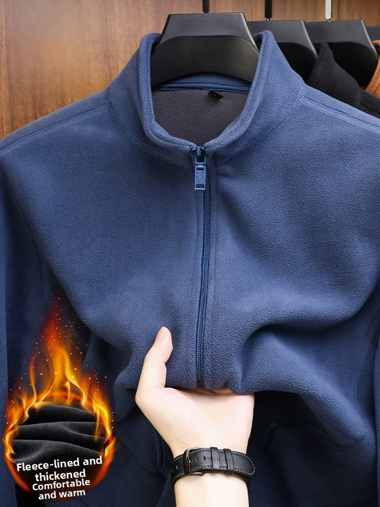 

Lormen Men's Thickened Double-sided Fleece Jacket Autumn Winter Warm Sweatshirt Casual Fashion Polyester Fiber Non-iron Treat...