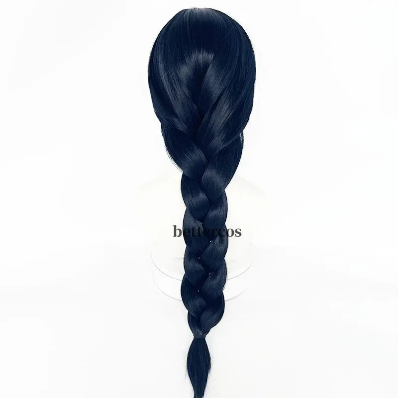 AAA 2025 أنيمي أماناي ريكو تأثيري 60 سنتيمتر أسود أزرق مقاومة للحرارة الاصطناعية الشعر النساء لعب الأدوار الباروكات + غطاء شعر مستعار