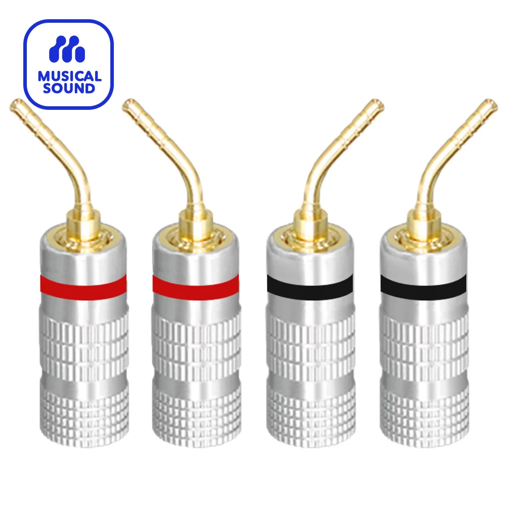 24k Gold Dual Screw Lock Speaker Connector for Speaker Wire Hifi 4mm Banana Plug Cable Wire Audio Speaker Connector