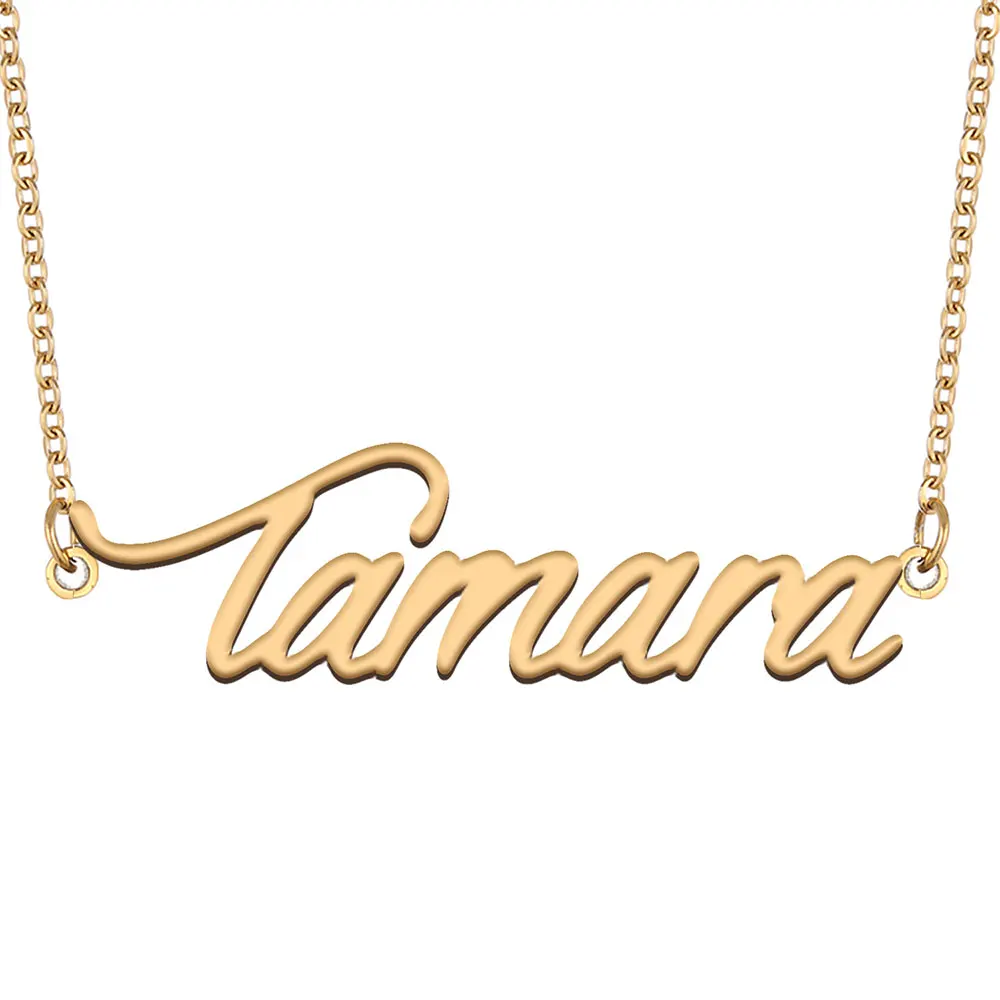 

Tamara Name Necklace for Women Jewelry Gold Color Stainless Steel Nameplate Pendant Collares Para Mujer Letters Chokers