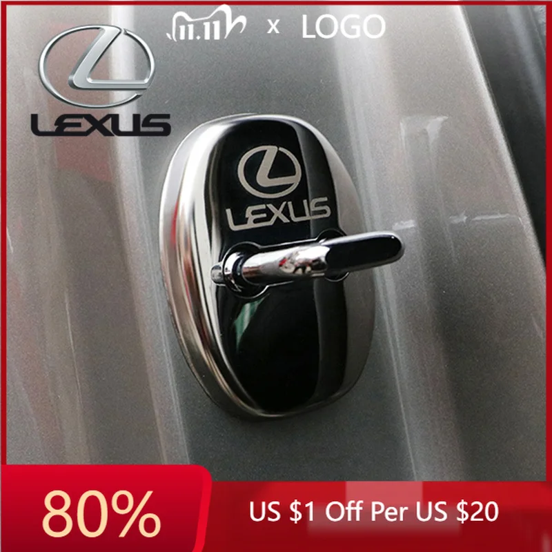 

2026 Hot Interior Stickers For Lexus F-SPORT ES RX NX LS UX LM LX GX LC RZ IS CT GS RC HS 4PCS Car Door Lock Cover Stainless Ste