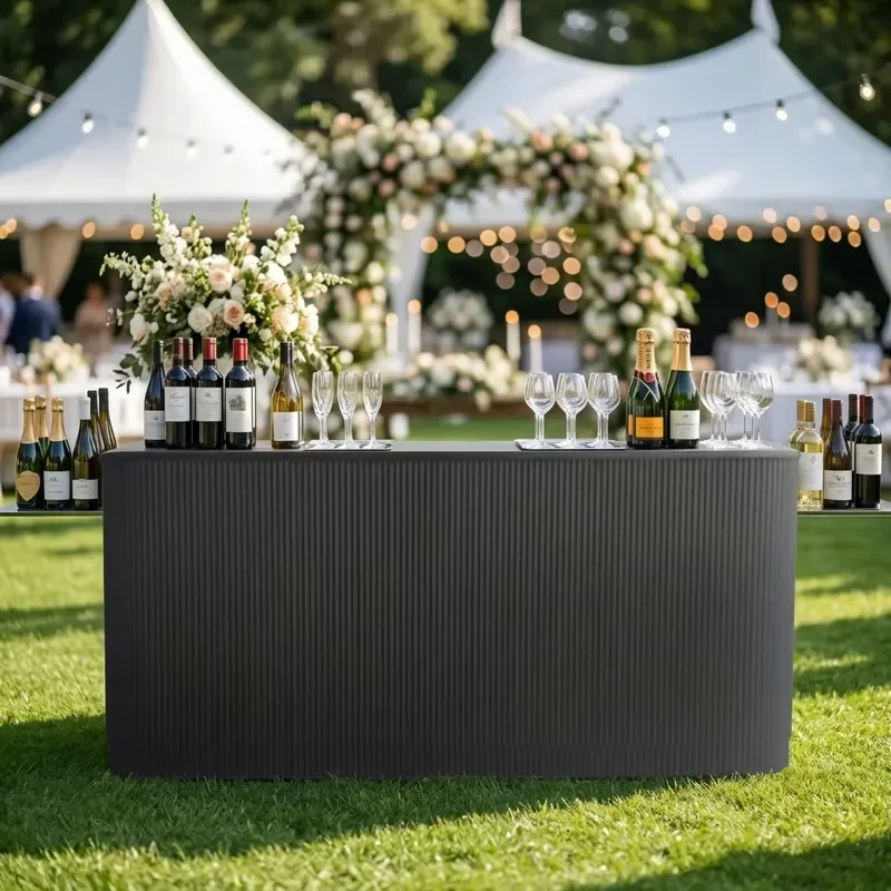 Modern Solid Wood Bar Counter Bar Table with Layered Design Durable & Waterproof for Weddings and Commercial Use