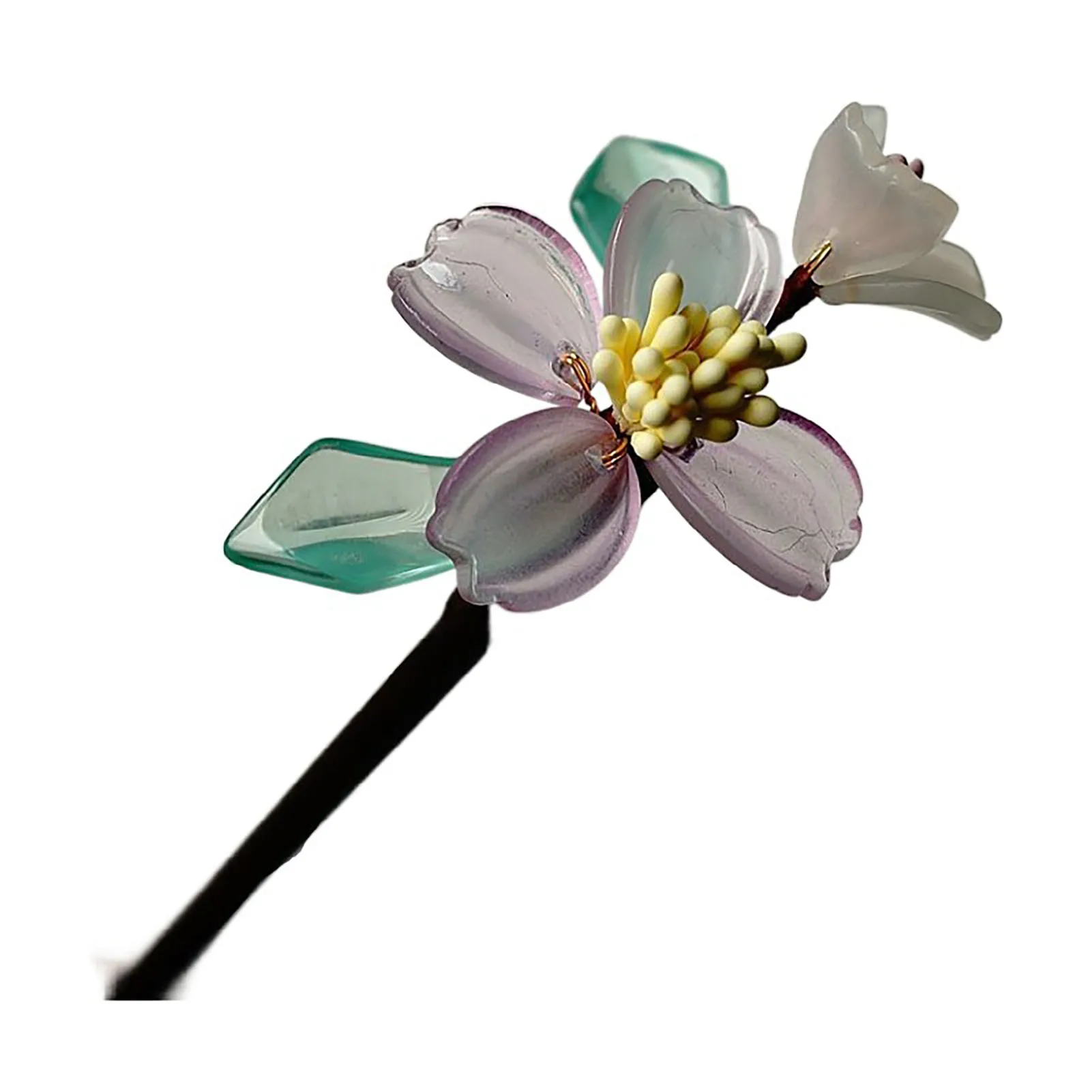 Ethnic Style Hair Chignon Simple Flower Decor Wooden Hair Chopsticks Ideal Gift for Mother Daughter