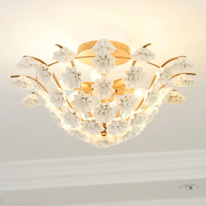 Retro Vintage Royal Empire Ball Style Big Led white flower Modern Chandelier Lamp Lustres Lights For Living Room bedroom hall