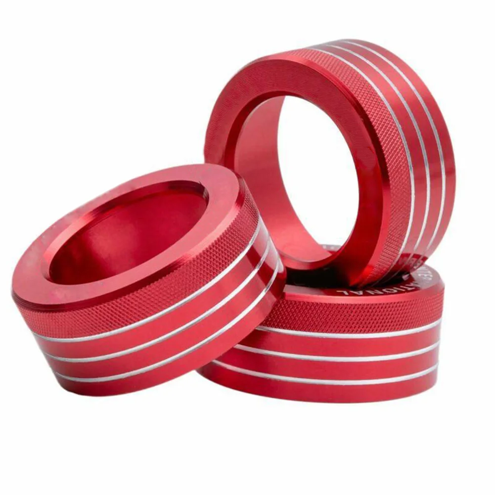 3x AC Knob Control Volume Red Cover Rings Trim For 2013-UP Subaru BRZ FRS Toyota 86 GT86 FT86 Control Knob Ring Kit