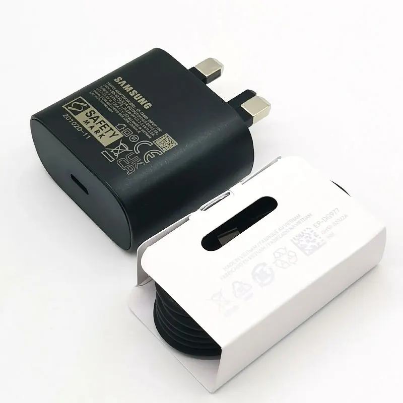 For Samsung 25W UK Plug Super Fast Charger PD Power Adapter For Galaxy S24 S23 S22 S21 S20 A15 A25 A35 A55 Z Flip Fold 6 5 4 3 2