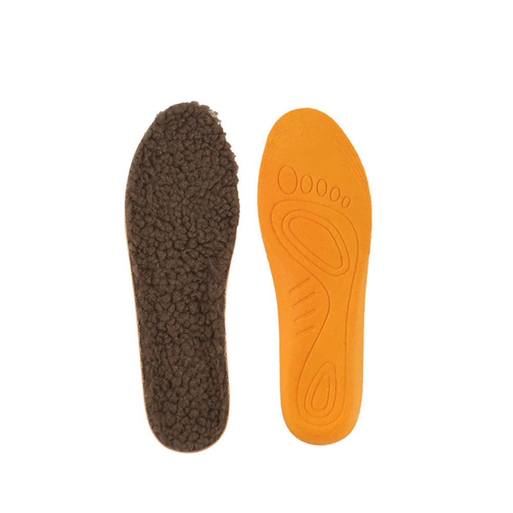 

1 Pair Warm Insoles Imitation Lambswool Size 33-36 Brown Shock Absorbing Shoe Cushions Support Foot Care Insoles Winter Sports