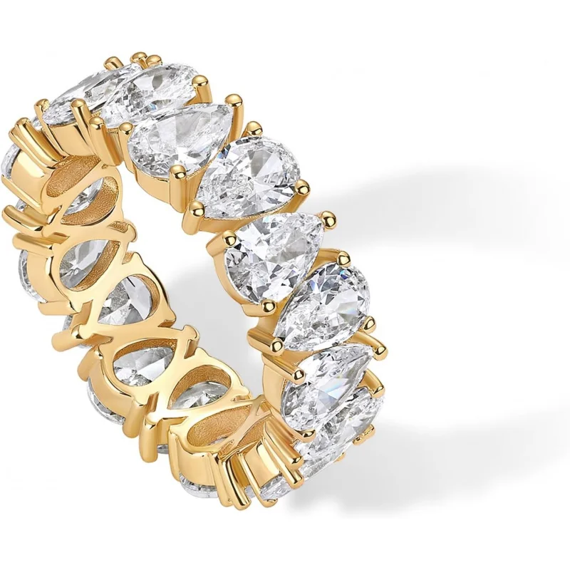 

Кольцо из серебра S925 с позолотой 14K, грушевидным моассанитом и выращенным в лаборатории бриллиантом, обручальное кольцо, ювелирные изделия на заказ и оптом