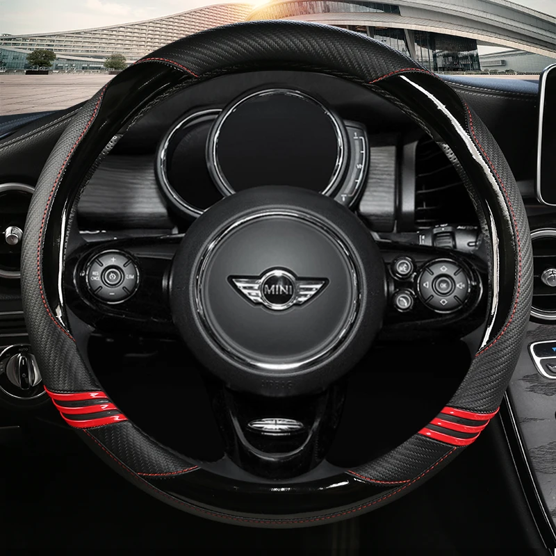 

Carbon Fiber Leather Car Steering Wheel Cover For MINI Cooper R50 R55 R56 F57 Clubman Countryman Clubvan Coupe Auto Accessories