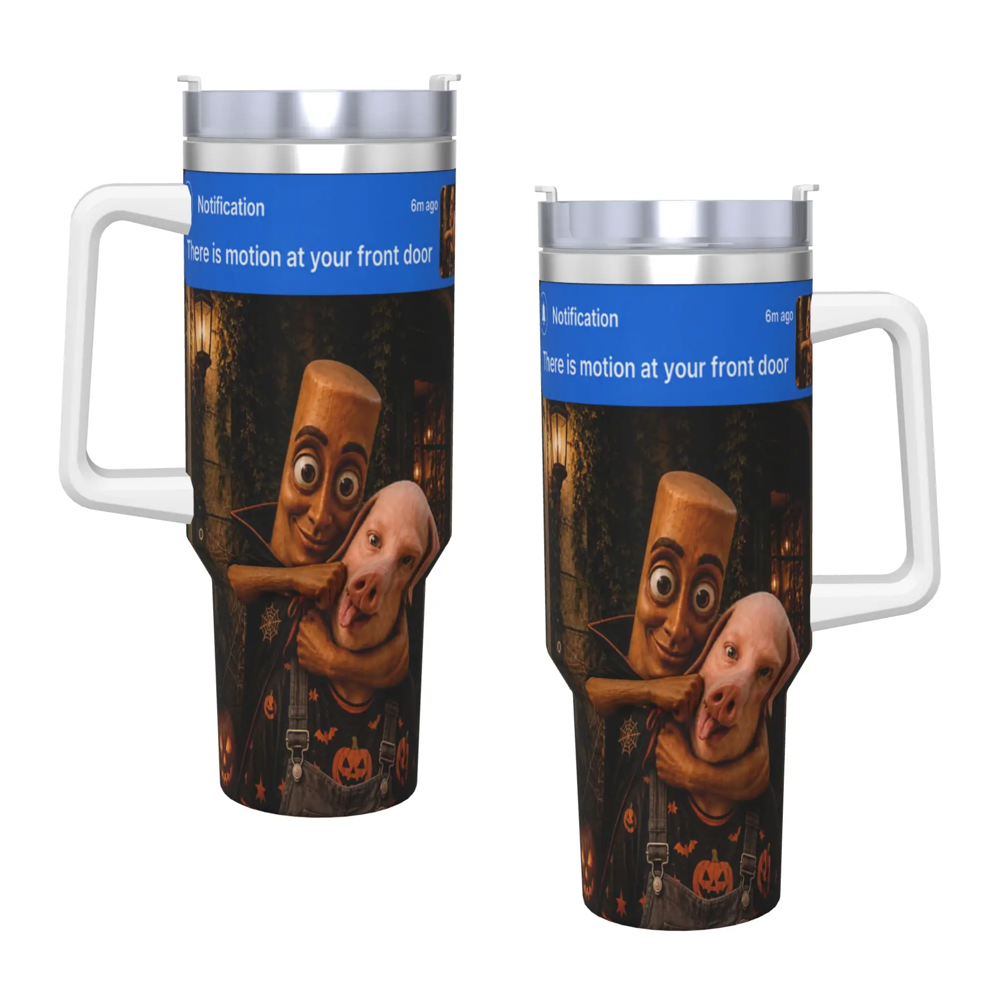 Motion at Your Front Door Tung Sahur John Pork Halloween Tumbler  Hot Drinks Water Bottle Insulated Stainless Steel Thermal Cups