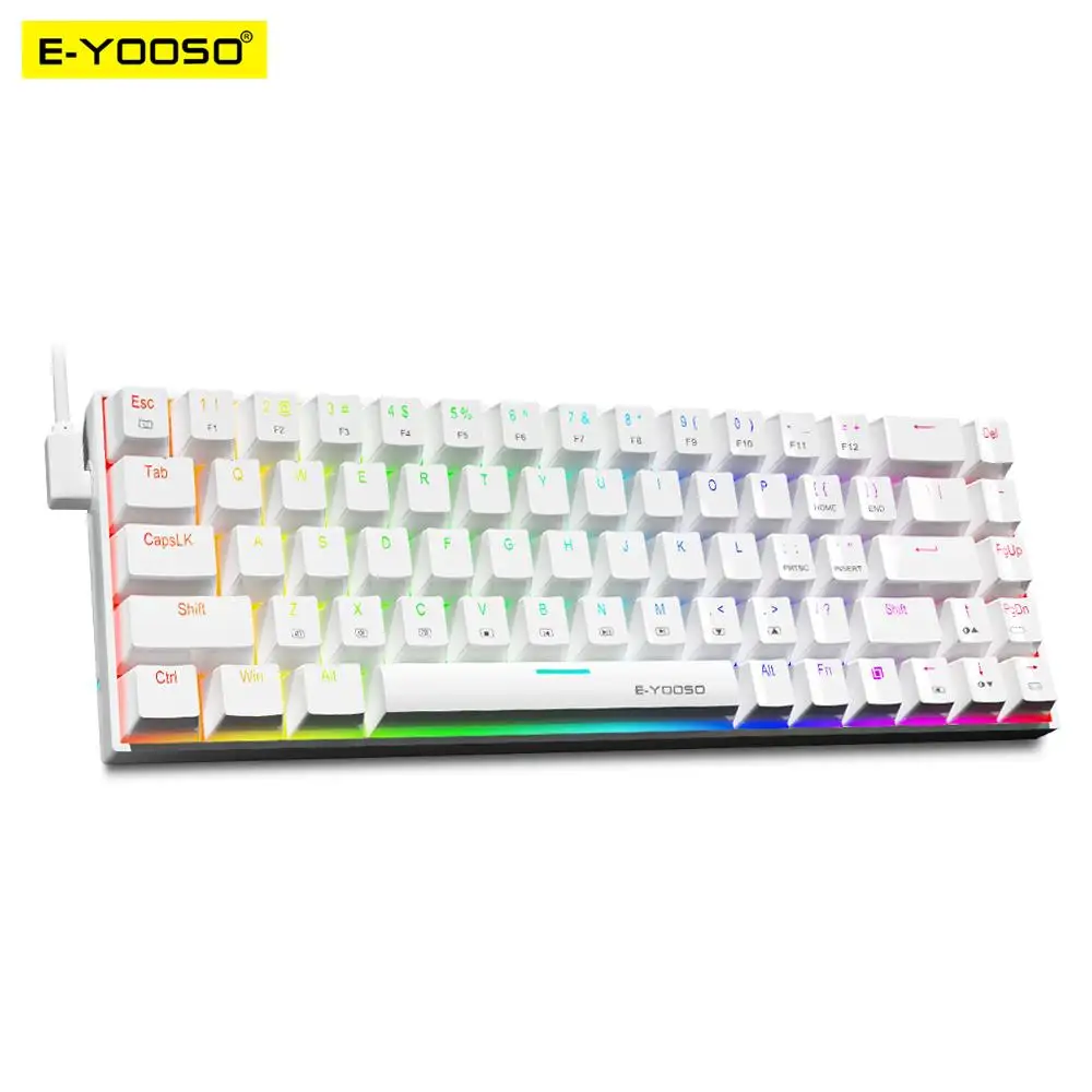 E-YOOSO Z686 RGB USB 60% Mini slim Mechanical Gaming Wired Keyboard Red Switch 68 Keys Russian Brazilian Portuguese for Compute