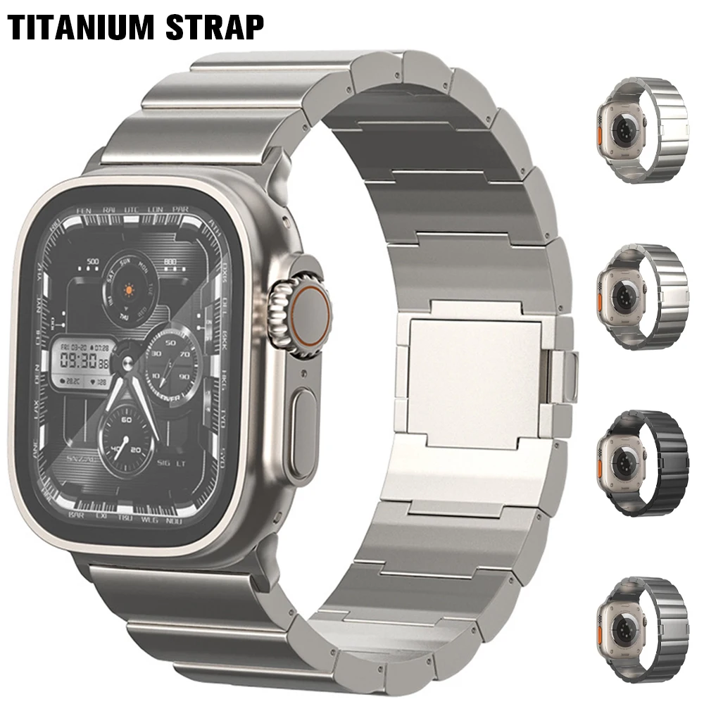 

Titanium Band for Apple Watch Ultra2/1 Strap 49mm 45mm 44mm 38mm 40 41mm Magnetic Buckle Correa Bracelet Series 9 8 7 6 SE 5 4 3