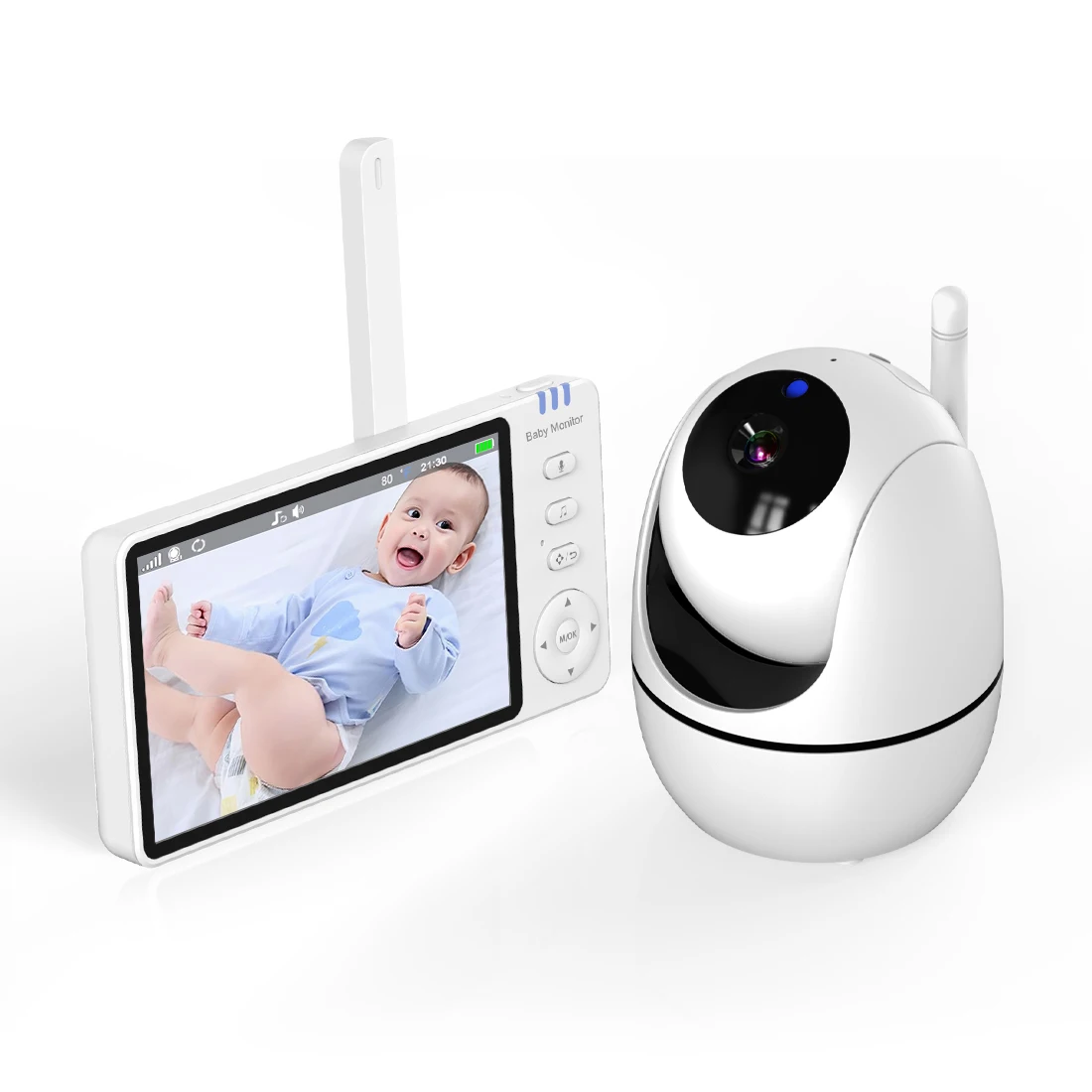 

5Inch Wireless PTZ Intercom Baby Monitor VOX Lullaby Feeding Plan Babysitter Temperature Display Cry Detection Baby Camera