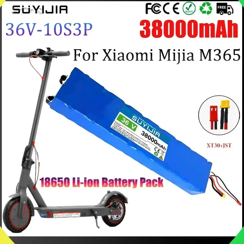 

New 18650 36V Lithium Battery 10S3P Electric Scooter 38000mAh 600W 20A Suitable for Xiaomi Mijia M365 Electric Bicycle Scooter