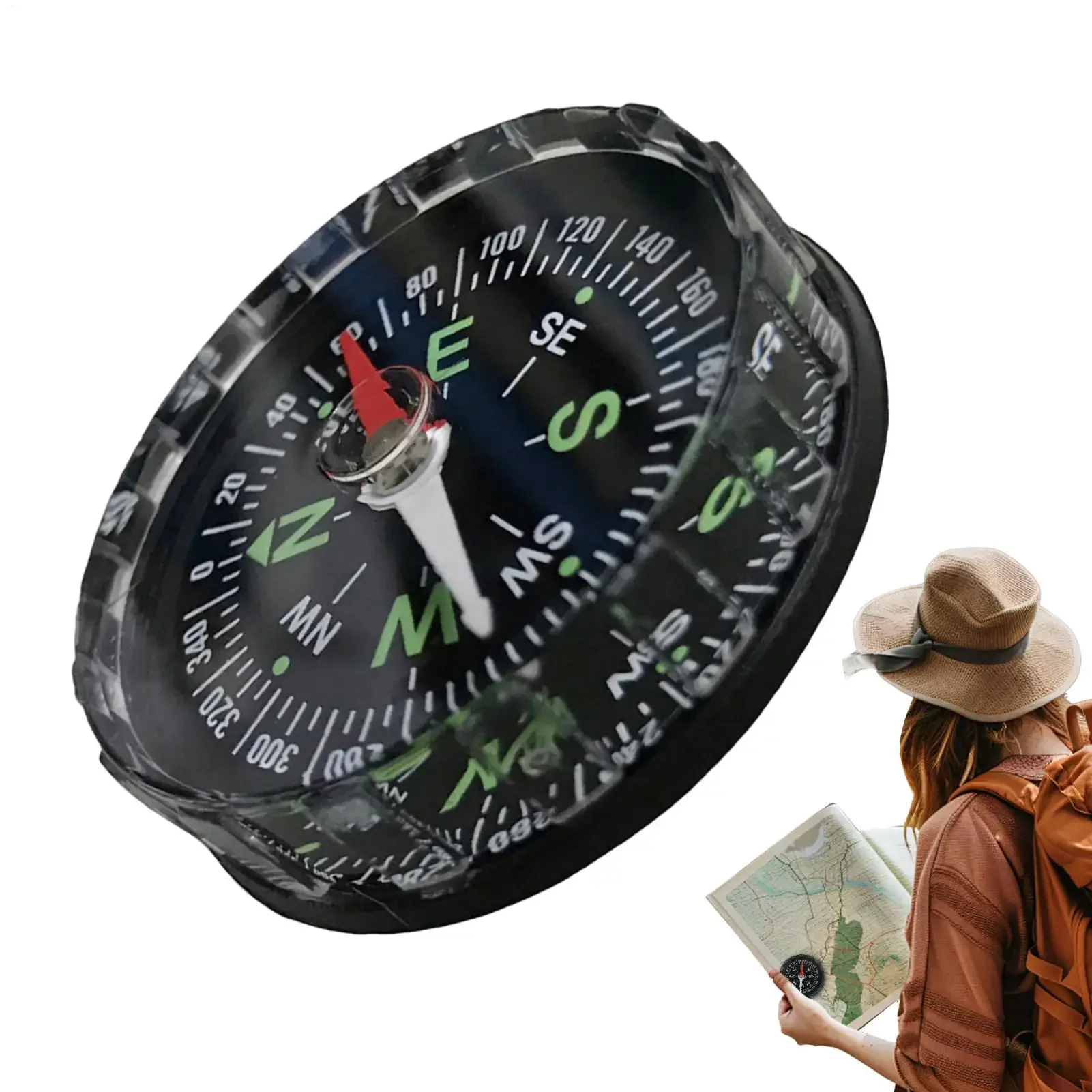1A-Waterproof Hiking Compass, Multifunctional Sighting Navigation For Survival Traveling, Mountaineering Boating Outdoor Sports
