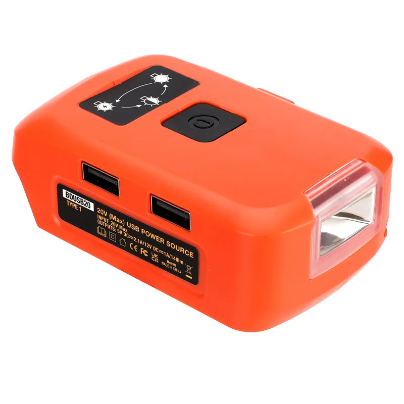 Work Light Dual USB Charger With LED Converter For BLACK&DECKER 14.4-20V Li-on Battery Max Power Source Power Station Adapter