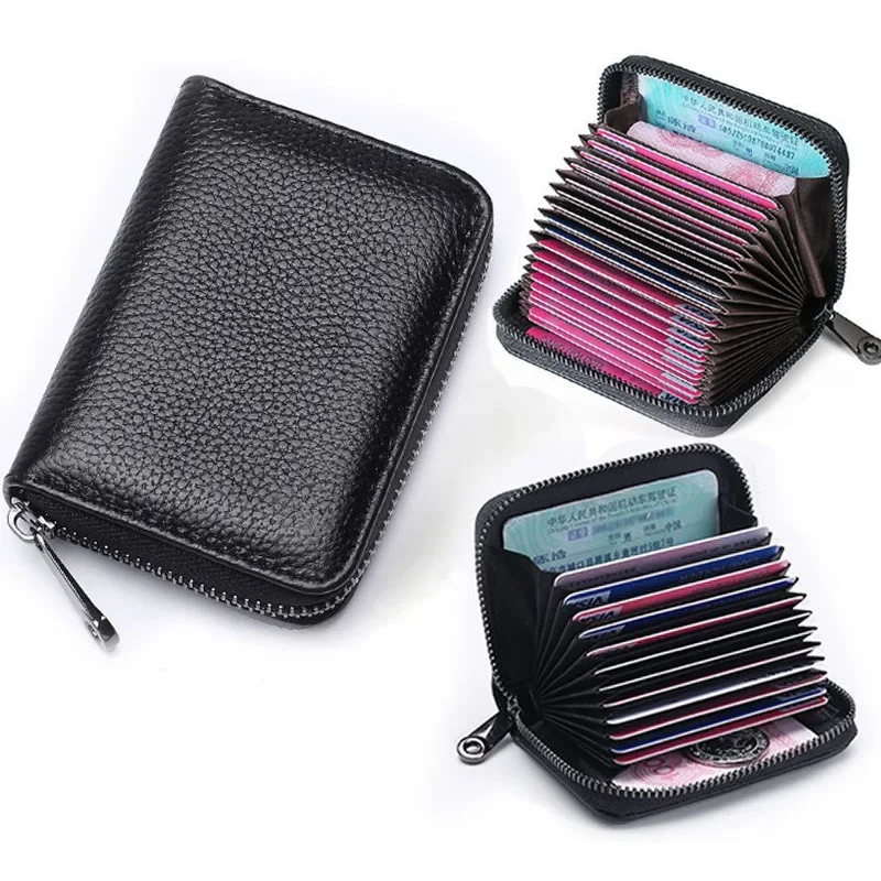 Business Card Holder Wallet Women/men Black Bank/ID/Credit Card Holder 9/18 Bits Card Wallet PU Leather Protects Case Coin Purse