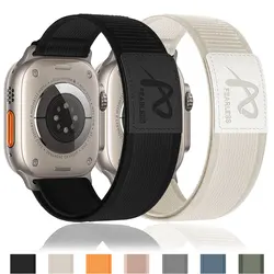 Trail Loop Strap for Apple Watch Ultra Band 49mm 46 45 44 42 41 40mm Nylon Bracelet Leather buckle iwatch SE serie10 9 8 7 6 5 4