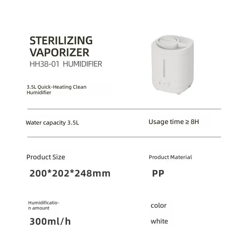 3.5L Evaporative Air Humidifier Warm Mist Quiet High Fog Output for Home Bedroom Baby Use