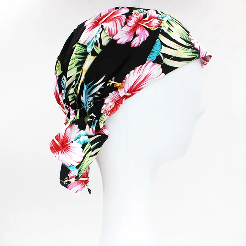 LOVINGSHA Girl Floral Bandanas Women Hip-hop Turban Cap Headwear Lady Rural Caps Female Fashion Headscarf Polyester HD008