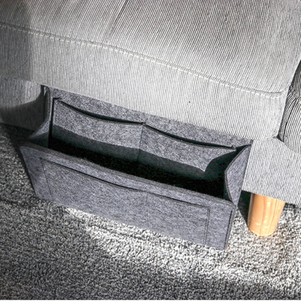 

Bedroom Bedside Hanging Bag Dark Grey Organizer for Magazines Remote Controller Pens Snacks Cellphone