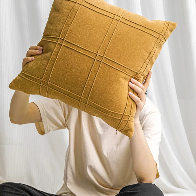 Nordic Yellow Modern Luxury Cushion Case Premium Textured Jacquard Pillow Cover Decorative Home Decor Cushion Cover for Sofa