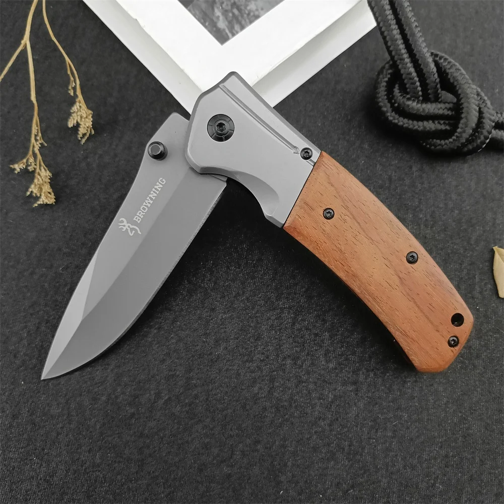 Top-selling DA98 Pocket Folding Knife 5Cr13Mov Blade Wooden Handle Outdoor Tactical Knife Utility Hunting Sharp Multi Tool