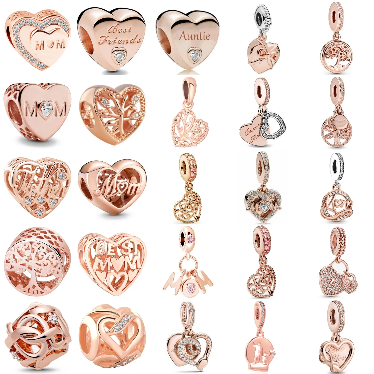 

Лидер продаж, серебро 925 пробы, розовое золото, подвеска в виде семейного дерева, подходящая для оригинального браслета, женские изысканные ювелирные изделия своими руками