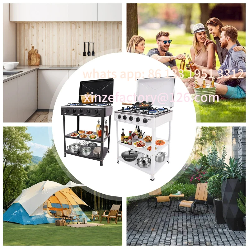 

Настраиваемая газовая плита с 5-мя конфорками Портативная газовая плита