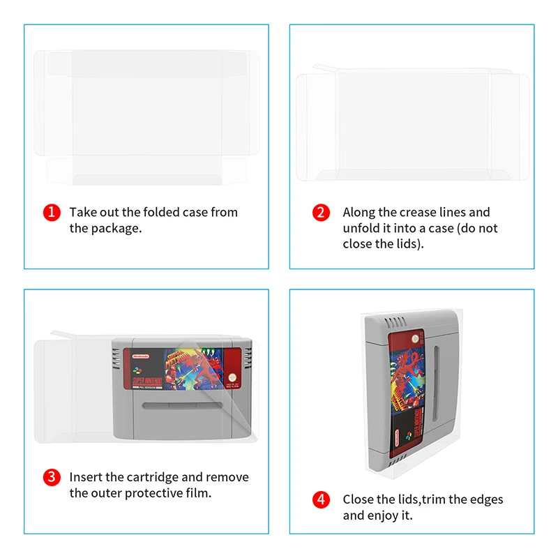 슈퍼 SNES PAL 게임 진열장용 게임 카드 카트리지 보호 박스 10 개/50 개, 슬리브 케이스