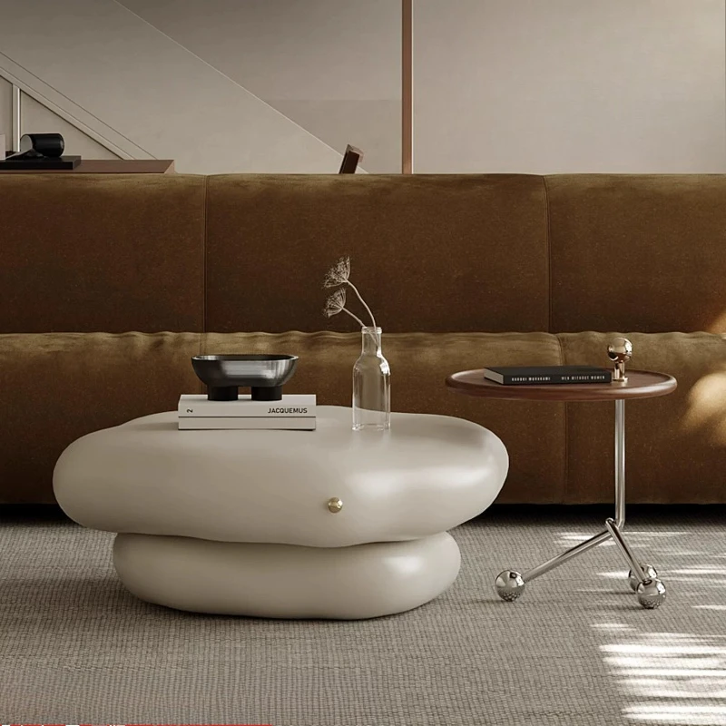 Cream wind coffee table combination special-shaped designer paint living room household small apartment modern simple