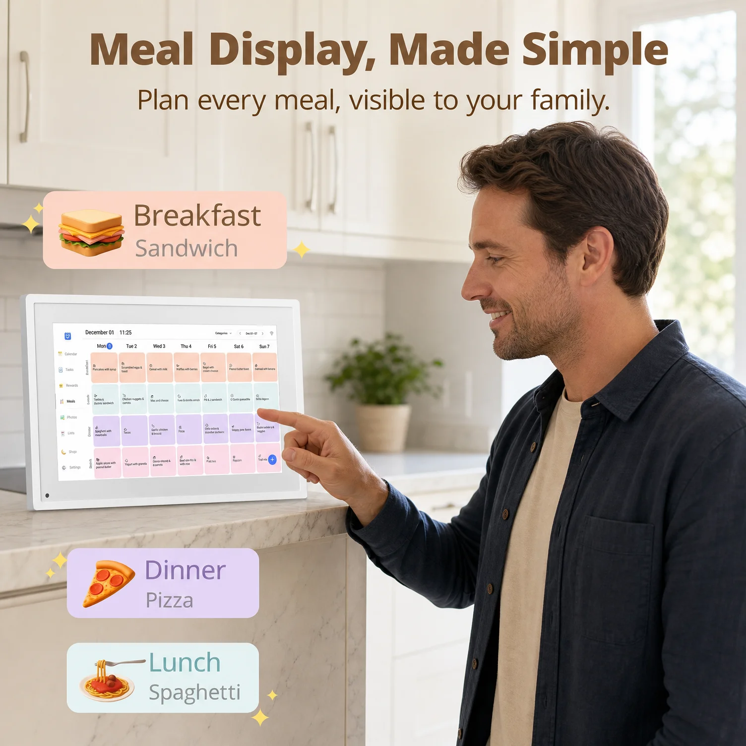 10.1 Smart Calendar Digital Wall Calendar Touchscreen Family Organizer Schedule Planner App Sync Meal Planning Task Management