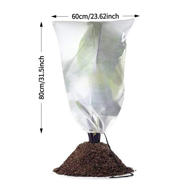 2pcs Plant Cold‑Proof Drawstring Zipper Horticultural Winter Warm Protective Cover, Green Plant Anti‑Freeze Cover