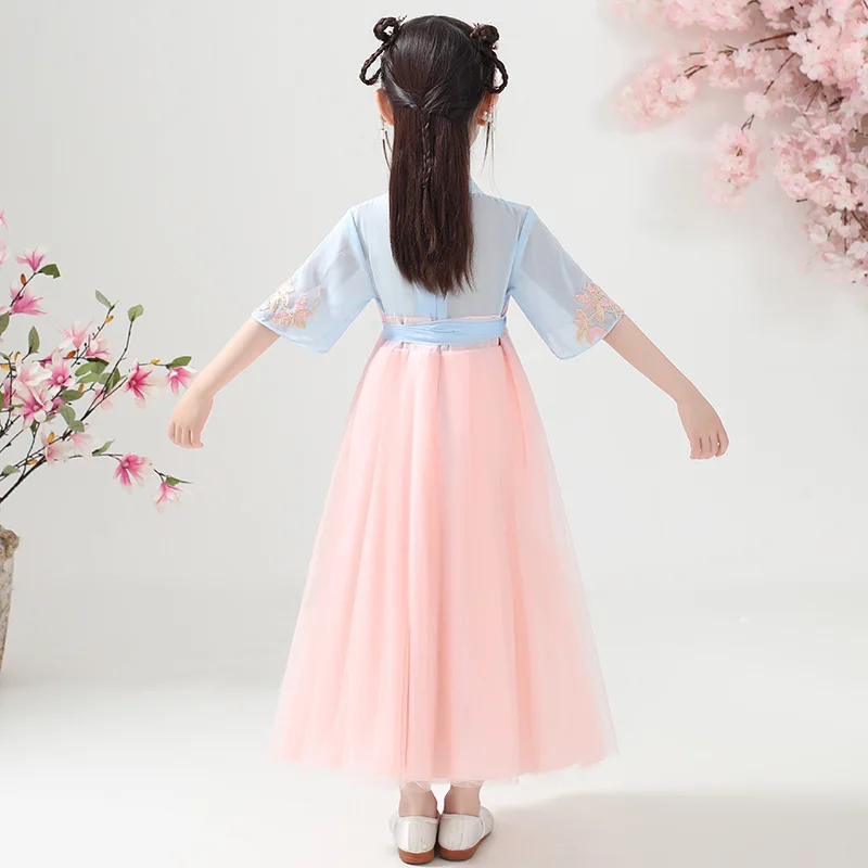 3-12t Japanese And Korean Children\'s Hanfu Dress Spring And Autumn Girls Princess Dress Tang Dress Gauze Skirt Children\'s Dress